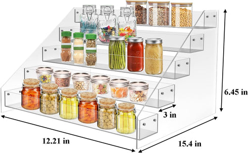 3 Countertop WUIVIUT Spice Rack Organizer For Cabinet, in/Tier Acrylic Tiered Spice Shelf Can Storage Organizer