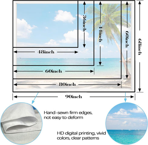Leeisysme Beach Landscape Tapestry, Tropic Ocean Sea Island Palm Tree Seaside Tapestries for Living Room Summer Window