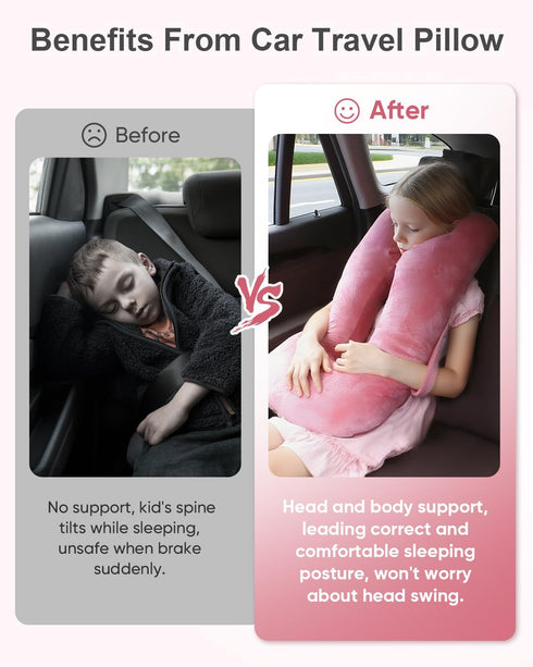 TinlyFinly Car Travel Pillow for Kids Adults, Raised Padding Head and Neck Support Car Seat Sleeping Pillow