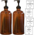 16 OZ Thick Amber Glass Soap Dispenser with Plastic Pump, 2 Pack, Hand and Dish Soap Dispenser Set with Labels