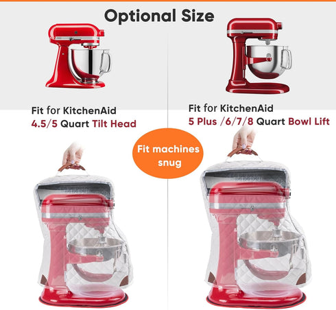 BAGSPRITE Stand Mixer Cover with Pockets for KitchenAid Mixer 6/7/8 Quart, Appliance Sliders for Attachments
