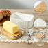 Large Ceramic Butter Dish with Lid, Airtight Cover for Countertop or Refrigerator, White Embossed Pattern