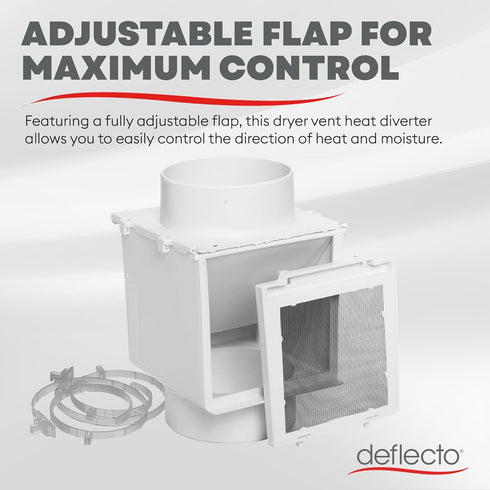 Deflecto Extra Heat Dryer Saver, Compatible with 4 Inch Transition Ducts, White