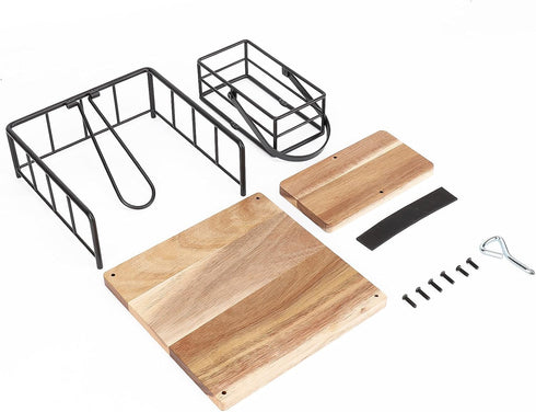 Flat Napkin Holder, Metal Kitchen Napkin Holder with Weighted Tension Arm and Seasoning Storage for Dining Room