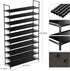 KIKIONLIFE 10 Tiers Shoe Rack Tower Storage Organizer Cabinet Black