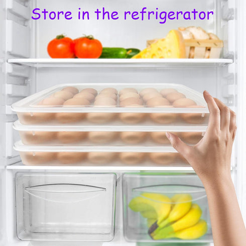 3Pack Deviled Egg Containers with Lid - Portable Egg Holder Carrier for Refrigerator, Storing 72 Eggs for Easter Party