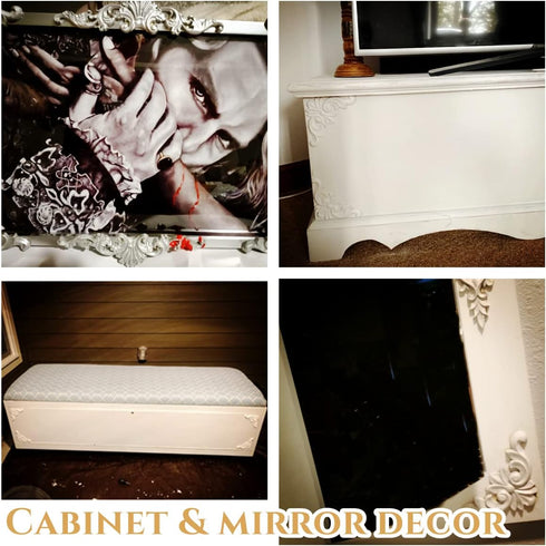 4-Pack, 12x12cm/4.72"x4.72" MUXSAM Wood Carved Onlay Appliques, Unpainted Wooden Corner Carving Decals, Furniture Decor