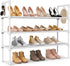 LANTEFUL 3 Tier Shoe Rack for Closet, Shoe Organizer with 5 Hooks,