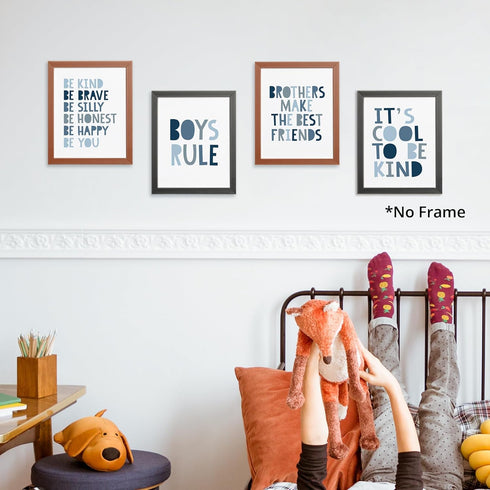 4pcs 8x10 Inches Brothers Make The Best Friends Boys Rules Affirmations Poster Prints for Home Boys Room Playroom