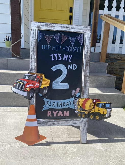 Jayd Products 12 Large Construction Trucks and Traffic Cones Cutouts for Kids' Construction Party Decorations