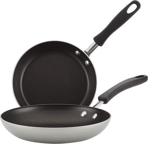 Farberware Cookstart DiamondMax Nonstick Frying Pans/Skillet Set, 8.25 Inch and 10 Inch, Dishwasher Safe, Silver