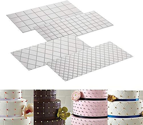 Cake Fondant Impression Mat Mold, Diamond Quilted Grid Texture Embossing Mat for Cupcake Wedding Cake Decoration