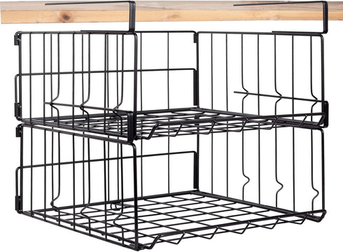 Under Shelf Storage Baskets, 2 Pack Foldable Carbon Steel Baskets for Kitchen Cabinets & Pantries