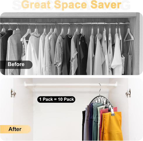 Legging Organizer for Closet, Metal Yoga Pants Hangers with 10 Clips, Space Saving, Black