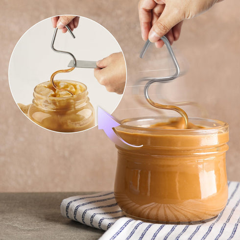 NQEUEPN 12-30OZ 05072 Peanut Butter Stirrer and Scraper, Stainless Steel Peanut Butter Mixer Nut Butter Stirrer Tool