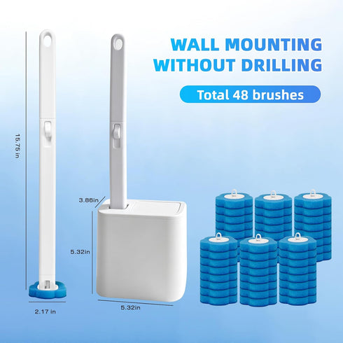 48 Disposable Toilet Brush with Refills, ,Toilet Bowl Cleaner,Toilet Cleaning Supplies,Toilet Bowl Brush,automatic