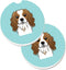 Caroline's Treasures BB1162CARC Checkerboard Blue Cavalier Spaniel Set of 2 Cup Holder Car Coasters, Large, Multicolor