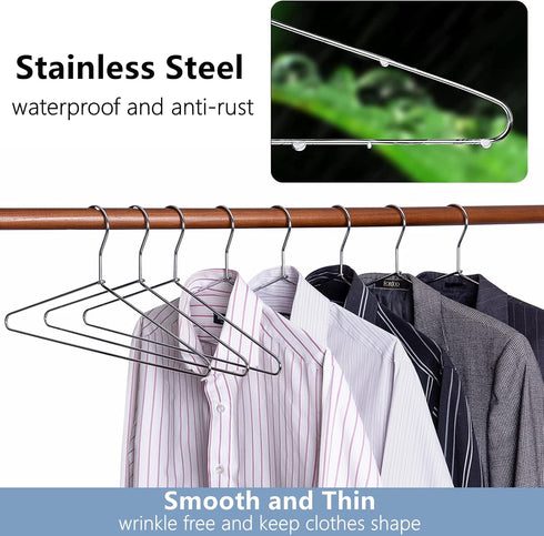 Amber Home 20 Pack Heavy Duty Metal Shirt Coat Hangers, 17 Inch Stainless Steel with Polished Chrome