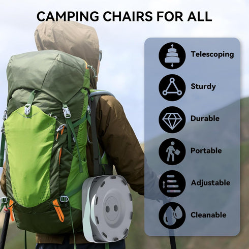 Guioiby 2026 485lbs, Upgraded Collapsible Stool, Portable Folding Stool, Telescoping Camping Stool with Max Load
