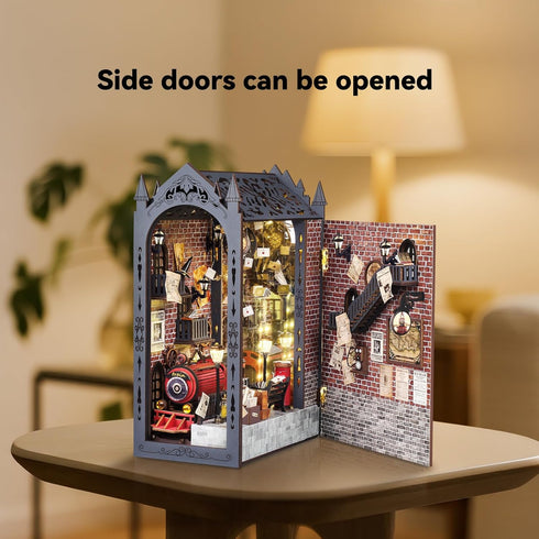 suruim DIY Book Nook Kit Bookend Puzzle Miniature Nook Library Bookshelf Insert Bookends Decoration Books Ornaments