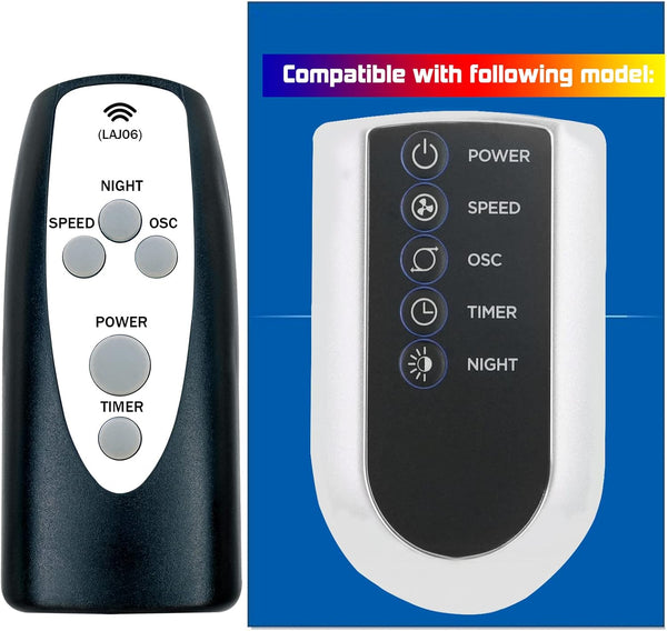 Replacement Remote Control for Lasko Oscillating Tower Fan Models 2033666D, 2033666C, T42050, T36205, T42552