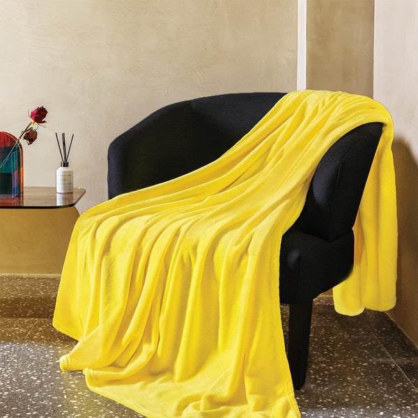 JIAHANNHA Yellow Fleece Throw Blanket 50"x60", Super Soft Cozy Plush Velvet Throw Blanket for Couch, Sofa, Bed