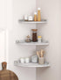 9.68x9.68 Inch Corner Shelves Wall Mount, Rustic Natural Wood Corner Floating Shelf, Distressed White Storage Organizer