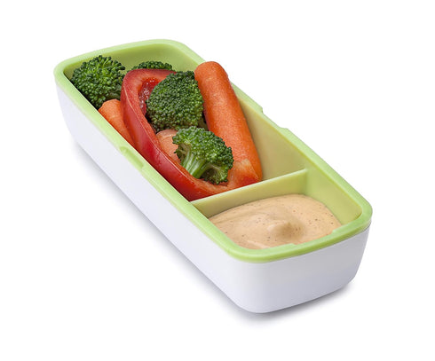 Joie Snack On The Go Divided Container - Two Compartment Storage Box Keeps Foods Separate, Leakproof and Airtight