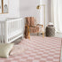 Btargot 64ft Light Pink Checkered Area Rug for Living Room, Princess Prince