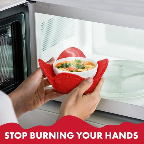 Microwave Bowl Huggers Warmers Set of 4, Heat Resistant Food Warmer for Hot and Cold Bowls, Microwave Safe