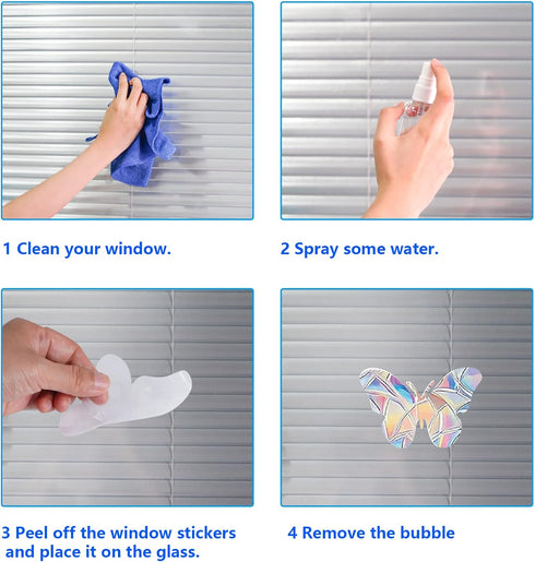 Lystaii 38 Pcs Window Clings, Rainbow Decals for Anti Collision Bird Strikes on Glass Windows