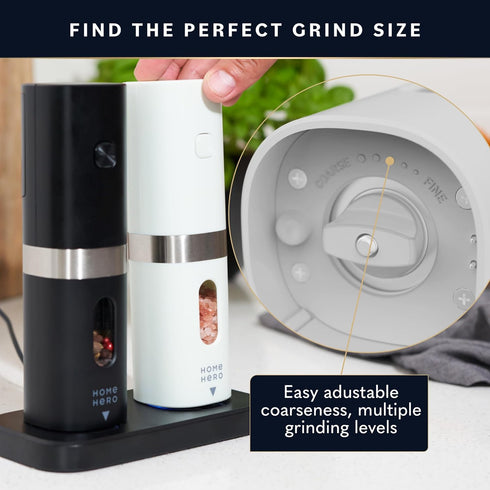 Electric Salt and Pepper Grinder Set, Rechargeable Automatic Shakers with LED Light, Set of 2 Electric Pepper and Salt