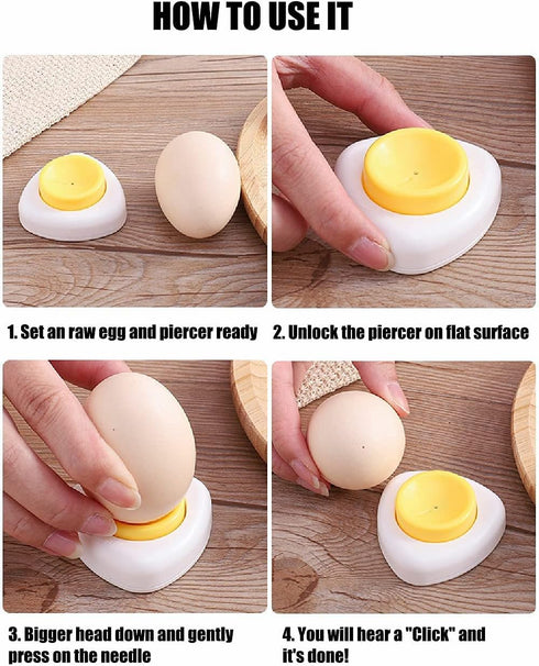 Jawbush Egg Piercer for Raw Eggs, Hard Boiled Egg Peeler with Magnetic Base and Safety Lock, Egg Pricker