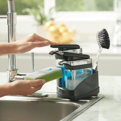 Set Casabella Duo Soap Dispenser with Sponge Holder - Black & Chrome