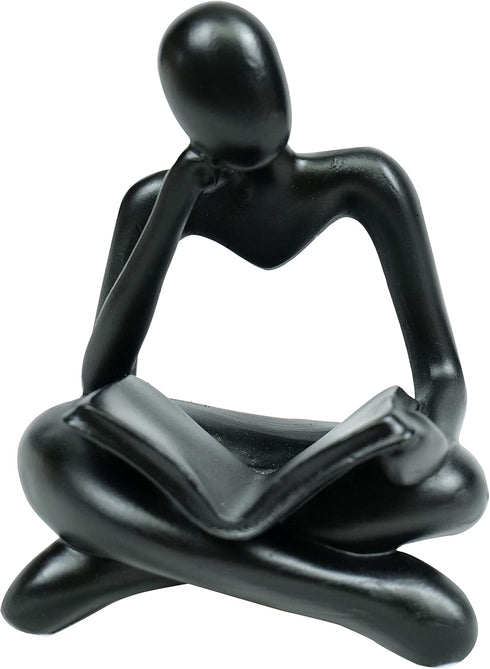 HAFKOIS Thinker Statue Reading Women Figurine Abstract Art Sculpture Home Decor Modern Black