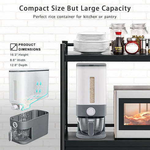 22-25 Lbs Lenwi Rice Dispenser, Large Cereal Dry Food Storage Containers with Measuring Cup,BPA-Free Household