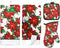 Poinsettia 5 Piece Christmas Kitchen Linen Bundle with 2 Dish Towels, 2 Potholders, and 1 Oven Mitt