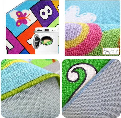 Count 3 7 26''x55'' Hop and Hopscotch Rug, Kids Floor Play Area Rug Game Carpet Crawl Jump Mat, Children Numbers