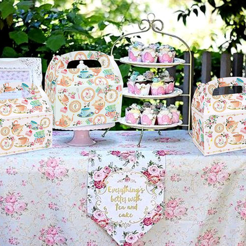 12 PCS Tea Party Favor Boxes - Lets Tea Party Party Supplies, Favor Bags for Tea Party Time