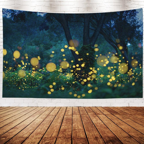 EMMTEEY Fantasy Tapestry Lampyridae Night Trees Lightning Bugs Wall Tapestry 80X60 for Friends Families