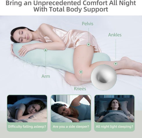 Body Pillows for Adults, Full Body Pillow for Side Sleepers, Long Body Pillow for Bed, Pea Pod Shape Long Pillow