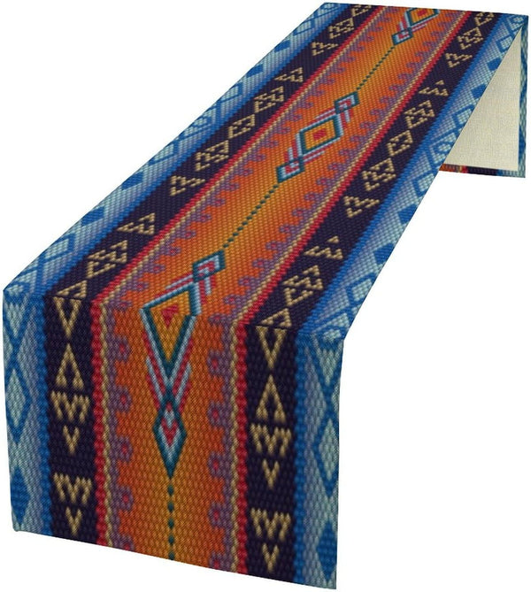 DDCBNS Aztec Table Runner,Ethnic Tribal Geometry Pattern Rustic Style Table Runner for Coffee
