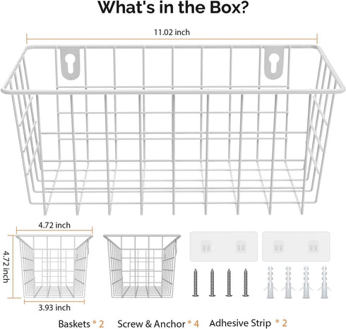 MaraFansie Hanging Kitchen Baskets, Wire Storage Basket Over the Cabinet Door Organizer with Adhesive Strips and