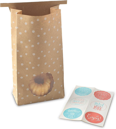 Nordic Ware 6 Count Multicolor Bake and Gift Kraft Gift Bags with Stickers