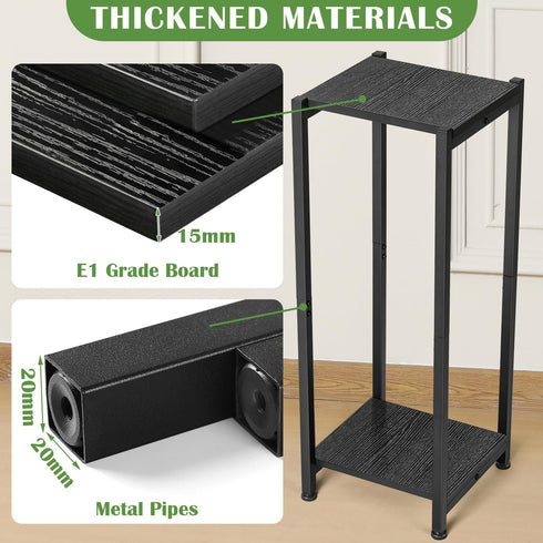 Indoor,31 Inch Stands,2 Dipion Tall Plant Stand Plant Tier Metal Plant Stand with Heavy Duty Wood,Black