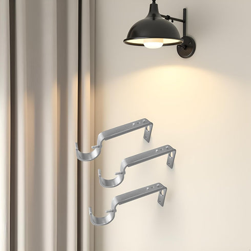 IHRDNNR Adjustable Curtain Rod Holders, Heavy Duty Silver Brackets for 7/8 or 1 Inch Rods, Set of 3