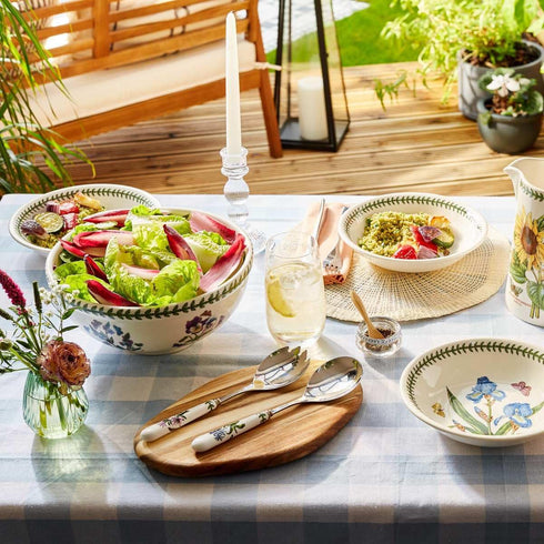 Portmeirion Botanic Garden 10" Serving Spoon, Foxglove Motif, Porcelain Handle & Stainless Steel