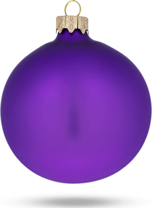 Set of 4 Matte Purple Glass Ball Christmas Ornaments, 4 Inches