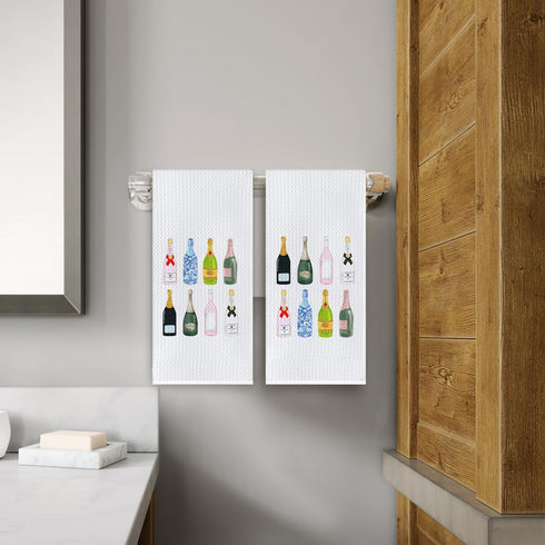 16x24 Inch Set 2 Champagne Accessories Kitchen Towels, Champagne Gifts for Women Dish Tea Towels, Gifts for Wine Lovers