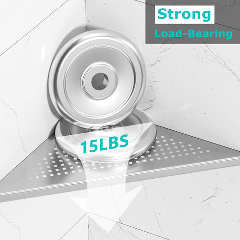 12" SUS304 Qeke Bathroom Corner Shelf, Recessed Shower Shelf Caddy, Stainless Steel Shelf Wall Mount Triangular, No
